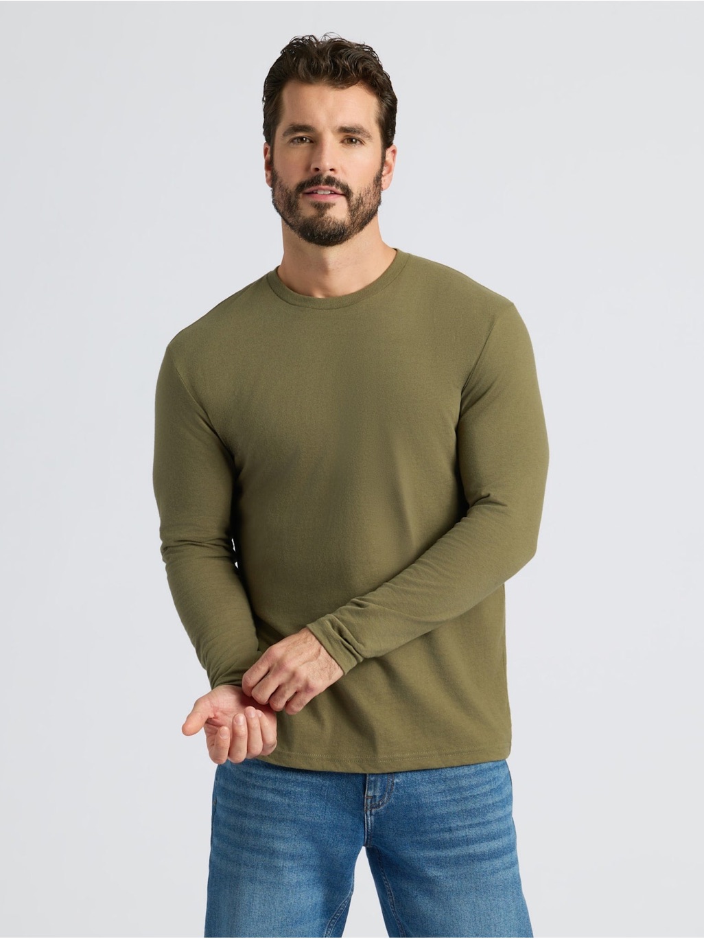 True Classic Men's Long-Sleeve Crewneck Shirt - Military Green Nwt Size Xl — image 6 of 8